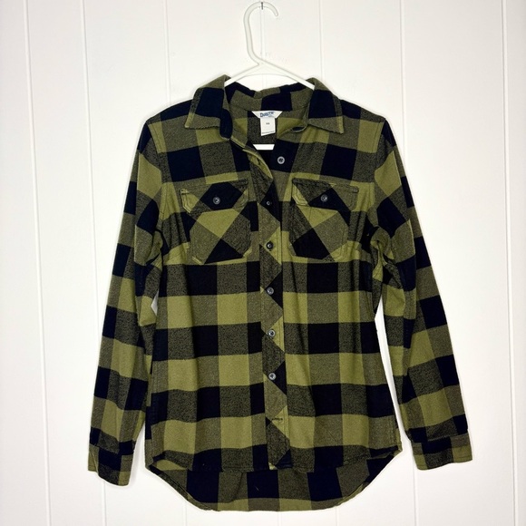 Duluth Trading Company Women’s Flannel Button Down Shirt Green Black Size XS - Picture 1 of 5